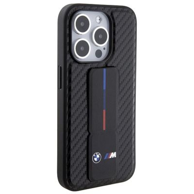 5. Etui BMW Grip Stand Smooth & Carbon na iPhone 15 Pro - czarne