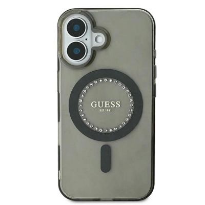 3. Etui Guess IML Rhinestones MagSafe na iPhone 16 Plus - czarne