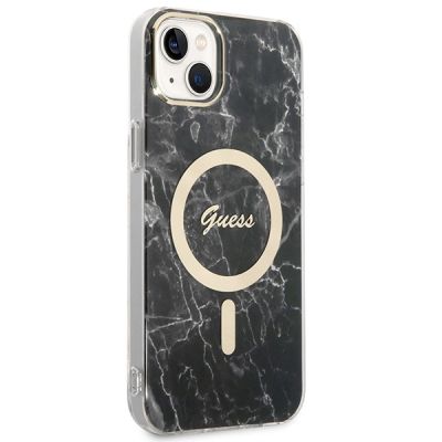 4. Etui Guess Marble MagSafe na iPhone 14 + ładowarka indukcyjna - czarne