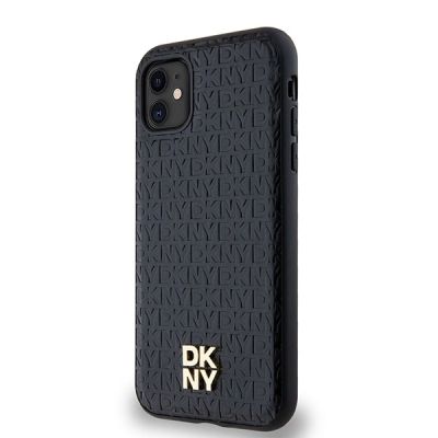 2. Etui DKNY Leather Monogram Pattern Metal Logo MagSafe na iPhone 11 / Xr - czarne