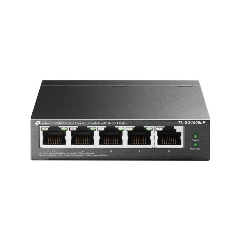 4. TP-Link TL-SG1005LP łącza sieciowe Nie zarządzany Gigabit Ethernet (10/100/1000) Obsługa PoE Czarny