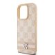 6. Etui DKNY Leather Checkered Mono Pattern & Printed Stripes na iPhone 15 Pro - różowe