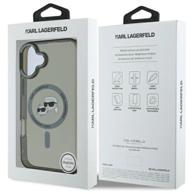 8. Etui Karl Lagerfeld IML Metal Karl&Choupette Head MagSafe na iPhone 16 Plus - czarne