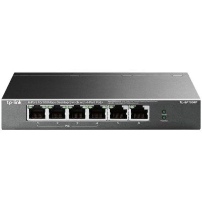 4. TP-Link TL-SF1006P łącza sieciowe Nie zarządzany Fast Ethernet (10/100) Obsługa PoE Czarny