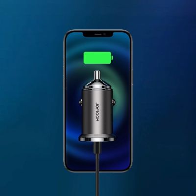2. Joyroom szybka ładowarka samochodowa USB Typ C / USB 45 W 5 A Power Delivery Quick Charge 3.0 AFC SCP szary (C-A35)