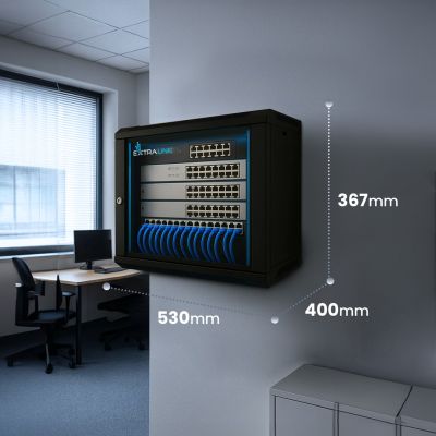 23. Extralink LITE 6U 530X400 WALL-MOUNTED RACKMOUNT CABINET BLACK Stojak wolnostojący/ścienny/podłogowy Czarny