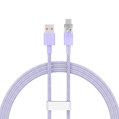 2. Kabel Baseus Explorer 100W USB-A - USB-C z inteligentnym czujnikiem temperatury 1m - fioletowy