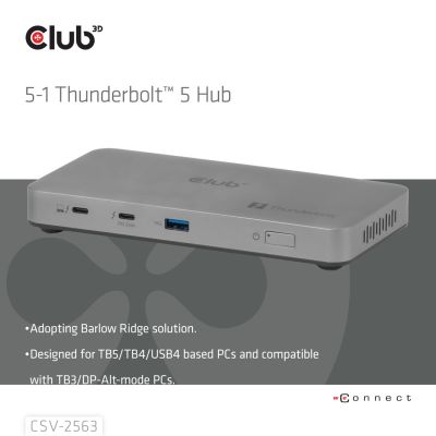 3. CLUB3D CSV-2563 stacja dokująca Thunderbolt 5 Srebrny