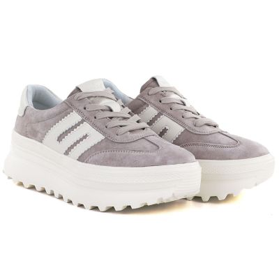 4. Skórzane półbuty damskie na platformie beżowe Vinceza 79614