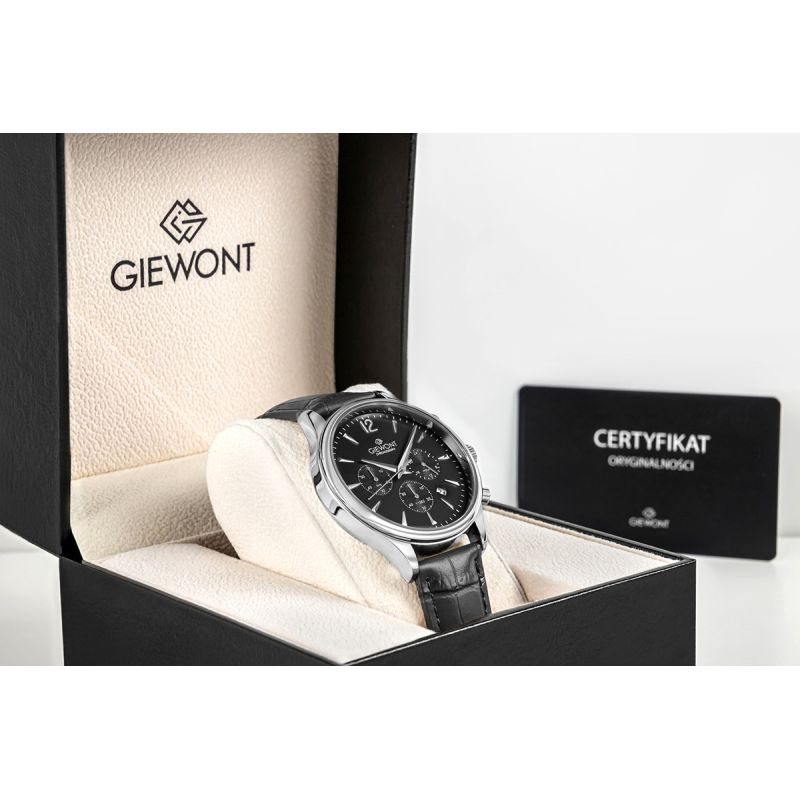 7. Zegarek Męski Giewont Chronograph Sapphire Czarno Srebrny GW6310-A2