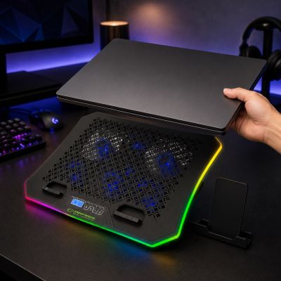 15. ESPERANZA PODSTAWKA CHŁODZĄCA GAMING Z PODSTAWKĄ NA TELEFON RGB GALERNE EGC109