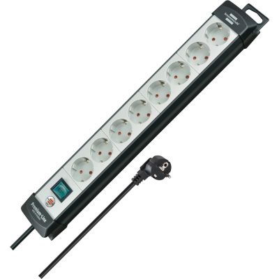 Brennenstuhl 1951580101 Regleta, 230 V, Negro y Gris Claro, 49 cm rozgałęziacz 5 m 8 x gniazdo sieciowe Wewnętrzna Czarny, Jasnozielony