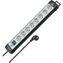 Brennenstuhl 1951580101 Regleta, 230 V, Negro y Gris Claro, 49 cm rozgałęziacz 5 m 8 x gniazdo sieciowe Wewnętrzna Czarny, Jasnozielony