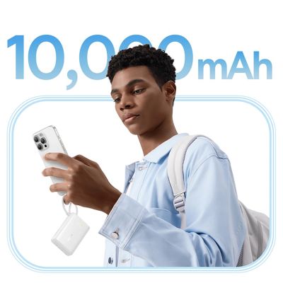 9. Powerbank Baseus PicoGo 10000mAh 45W z wbudowanym kablem i wyświetlaczem - biały