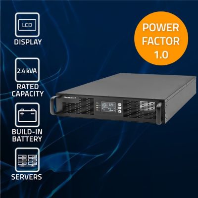 3. Zasilacz awaryjny UPS do RACK 2.4kVA, 2400W, Power Factor 1.0, LCD, EPO, USB, On-line