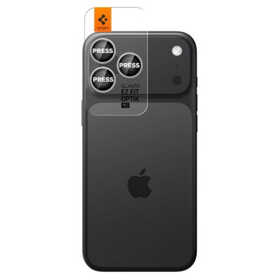 2. Osłona aparatu Spigen Optik Pro GLAS.TR ”EZ FIT” 2-pack na iPhone 16 Pro / Max / 17 Pro / Max - srebrna