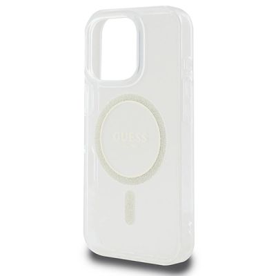 6. Etui Guess IML Glitter Circle MagSafe na iPhone 16 Pro Max - przezroczyste