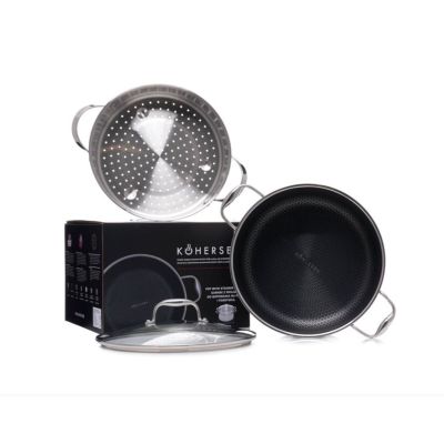 8. Garnek z powłoką DIAMOND Kohersen Black Cube z funkcją gotowania na parze (28 cm ; 8,3l)