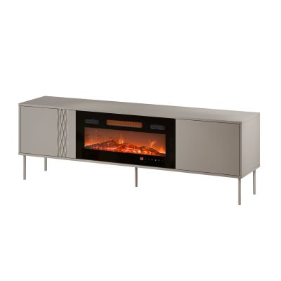 5. Szafka RTV EF + kominek czarny TRESSE 180x40x54,5 kaszmir mat