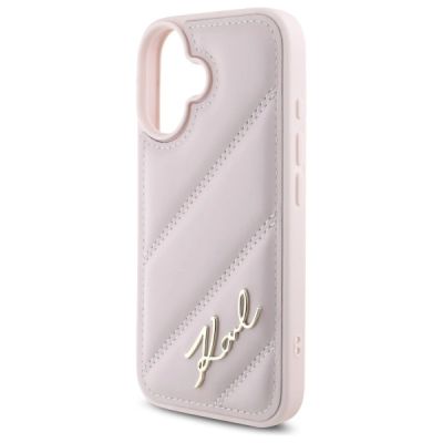 6. Etui Karl Lagerfeld Quilted Signature na iPhone 16 - różowe