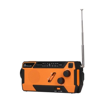 6. Extralink RADIO AWARYJNE SOLARNE Z KORBKA DYNAMO POWERBANK 4000MAH Z LATARKA SOS SR-4000 Przenośny Analogowy Czarny, Pomarańczowy