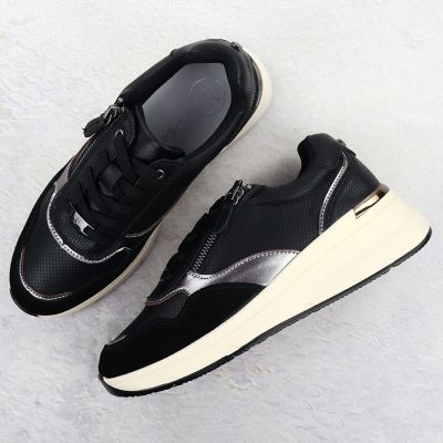 4. Skórzane metaliczne półbuty damskie czarne Filippo DP7105/25