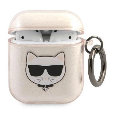 Etui Karl Lagerfeld Glitter Choupette na AirPods 1 / 2 - złote