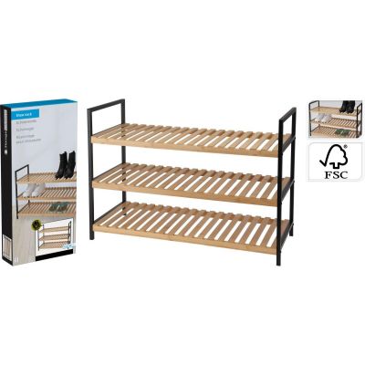 12. PÓŁKA REGAŁ NA BUTY 3 POZIOMY BAMBUS EXCELLENT HOUSEWARE