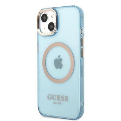 2. Etui Guess Gold Outline Translucent MagSafe na iPhone 13 - niebieskie