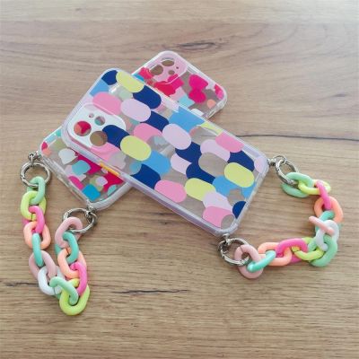 8. Color Chain Case żelowe elastyczne etui z łańcuchem łańcuszkiem zawieszką do Samsung Galaxy A42 5G wielokolorowy (4)