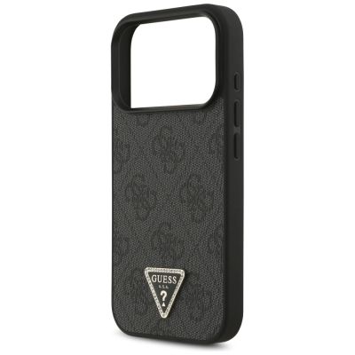 6. Etui Guess Leather 4G Triangle Strass MagSafe na iPhone 17 Pro - czarne