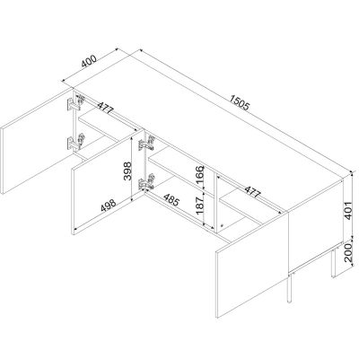 4. Szafka RTV 3D PALAZZO BIS 151x40x60 biały mat