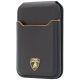 Portfel magentyczny Lamborghini D1 Genuine Leather MagSafe na telefon - czarno-pomarańczowy