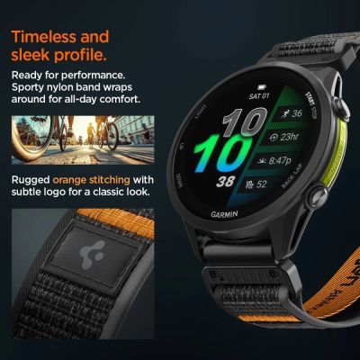 8. Pasek Spigen Athlex Air na Garmin QuickFit 22 mm - czarno-pomarańczowy