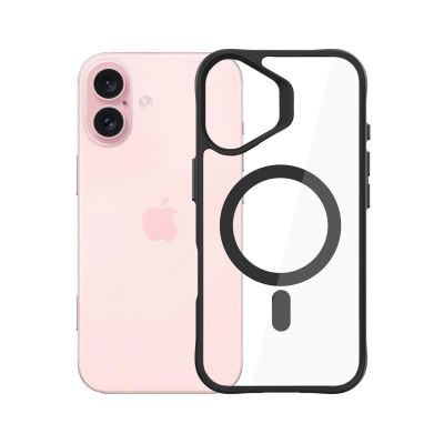 9. Etui 3mk Satin Armor MagCase z MagSafe na iPhone 16 - przezroczyste z czarną ramką