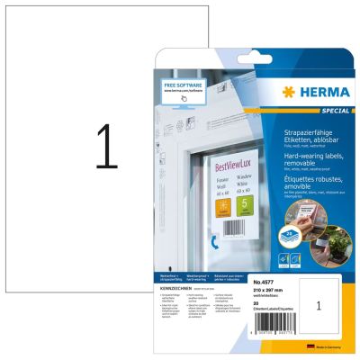2. HERMA 4577 samoprzylepne etykiety Wyjmowana Biały 20 szt.