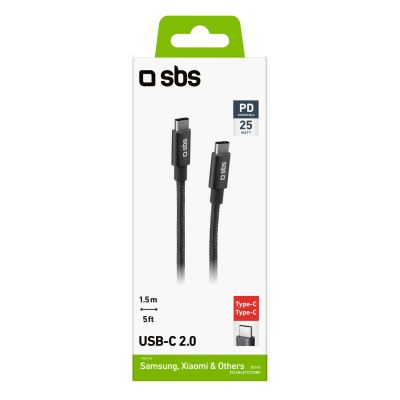 2. Kabel SBS TECABLETCC20BK USB-C - USB-C 25W Power Delivery 1,5m - szary