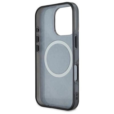 6. Etui Guess IML Peony On 4G Background MagSafe na iPhone 16 Pro Max - czarne