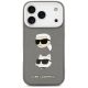 3. Etui Karl Lagerfeld FW Grained Karl & Choupette Heads Pins & Logo na iPhone 17 Pro - szare