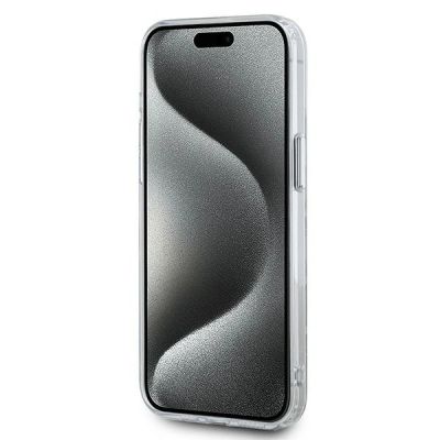 5. Etui Karl Lagerfeld IML Monogram Karl & Choupette Head MagSafe na iPhone 15 Pro - przezroczyste