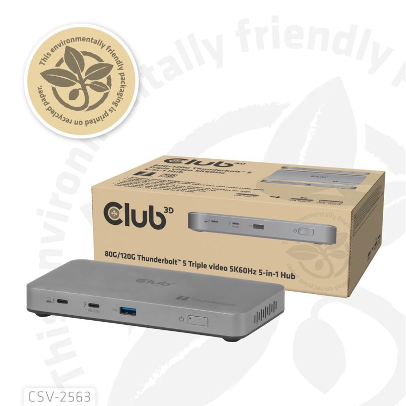 7. CLUB3D CSV-2563 stacja dokująca Thunderbolt 5 Srebrny