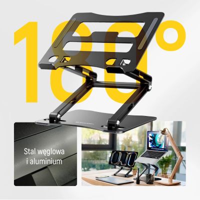 2. Podstawka pod laptopa, tablet Wozinsky WRS-CPY75DSB aluminiowa + Gratis! podstawka do smartfona - czarna