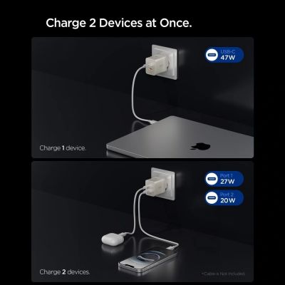 3. Ładowarka sieciowa Spigen Essential EE472EU-GAN 2-Porty 47 W - tytanowa