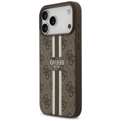 2. Etui Guess 4G Printed Stripes MagSafe na iPhone 17 Pro Max - brązowe