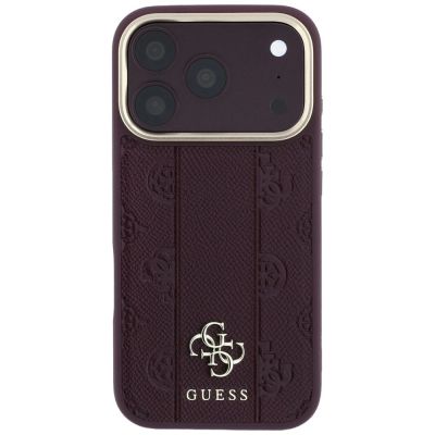 3. Etui Guess Stripe Peony 4G Logo MagSafe na iPhone 18 Pro / 17 Pro - burgundowe