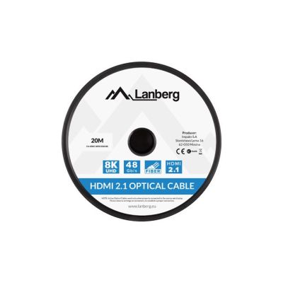 10. LANBERG KABEL HDMI M/M V2.1 20M 8K OPTYCZNY AOC CA-HDMI-30FB-0200-BK