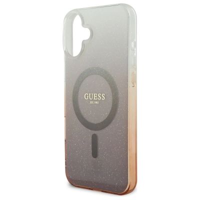 6. Etui Guess IML Glitter Gradient MagSafe na iPhone 16 Plus - brązowe