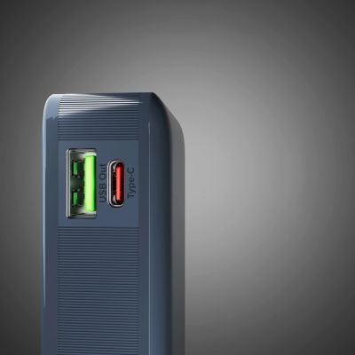 7. Powerbank SBS 10000 mAh 20W z wbudowanym kablem USB-C i wyświetlaczem cyfrowym - ciemnoszary