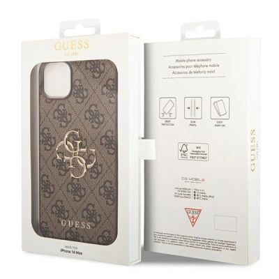 8. Etui Guess 4G Big Metal Logo na iPhone 14 - brązowe