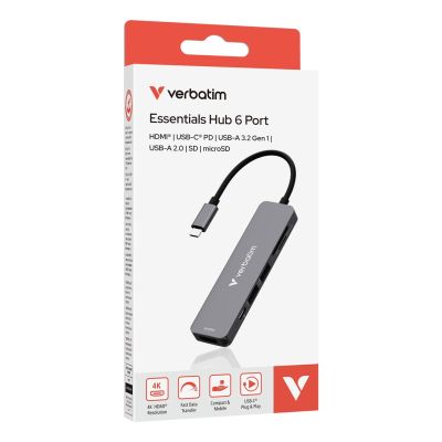 3. Verbatim 32156 huby i koncentratory USB 3.2 Gen 1 (3.1 Gen 1) Type-C 5000 Mbit/s Szary
